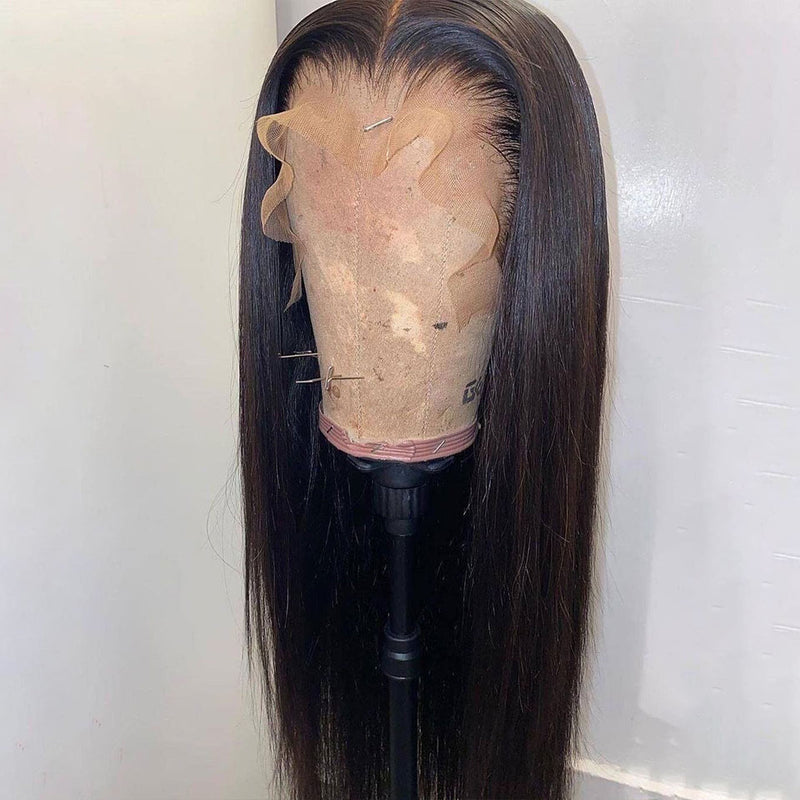 Free Part Silk Natural Straight Lace Frontal Wig With Baby Hair