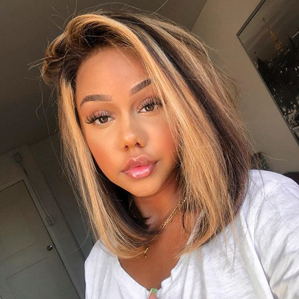 Sweet Girl Highlight Straight Bob Virgin Hair Lace Frontal Wig