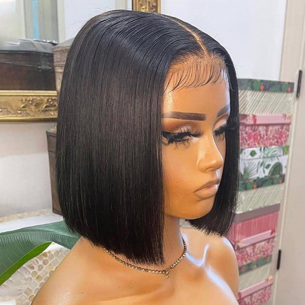 100% Virgin Hair Smooth Straight Bob T Part Lace Wig