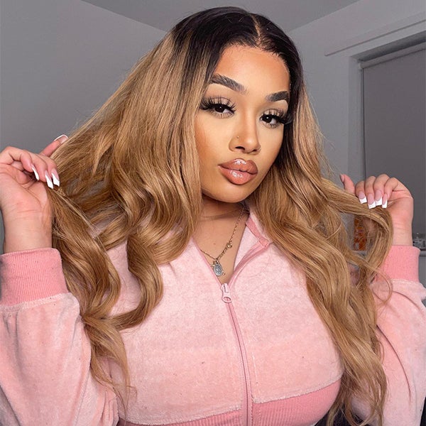 Honey Brown Body Wave Lace Frontal Wig 180% Density