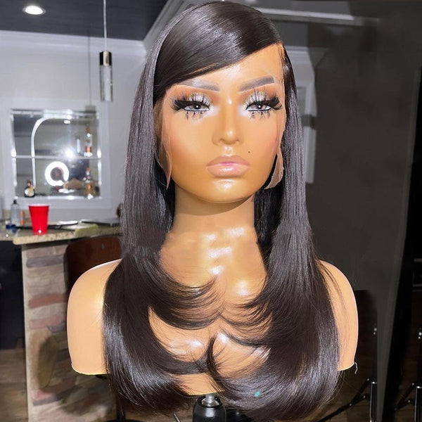 Silk And Smooth Straight Virgin Hair Lace Frontal Wig Middle Part