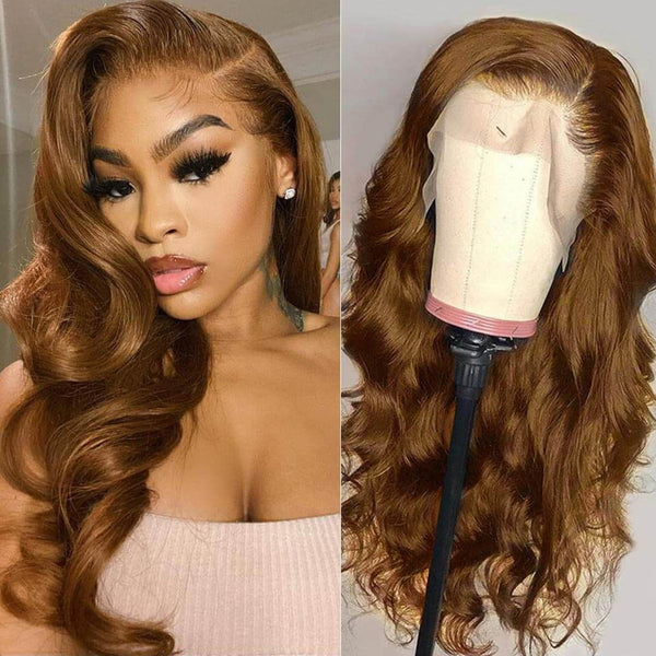 Dark Brown Body Wave Virgin Hair Lace Frontal Wig