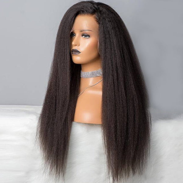 Soft And Fluffy Kinky Straight Virgin Hair 13*4 Lace Frontal Wig